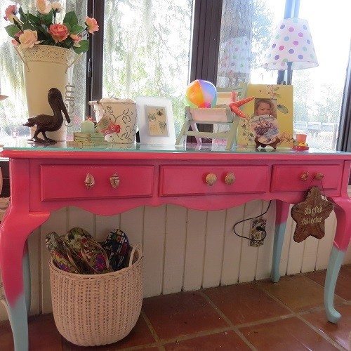 pink console table