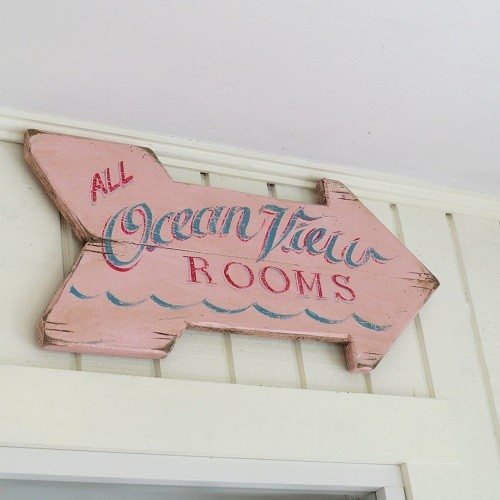 Ocean View Rooms sign