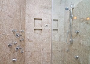 the spa shower at blue heron cottage
